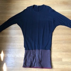 MAJE PARIS knit & pleated pleather dress 3/M-L